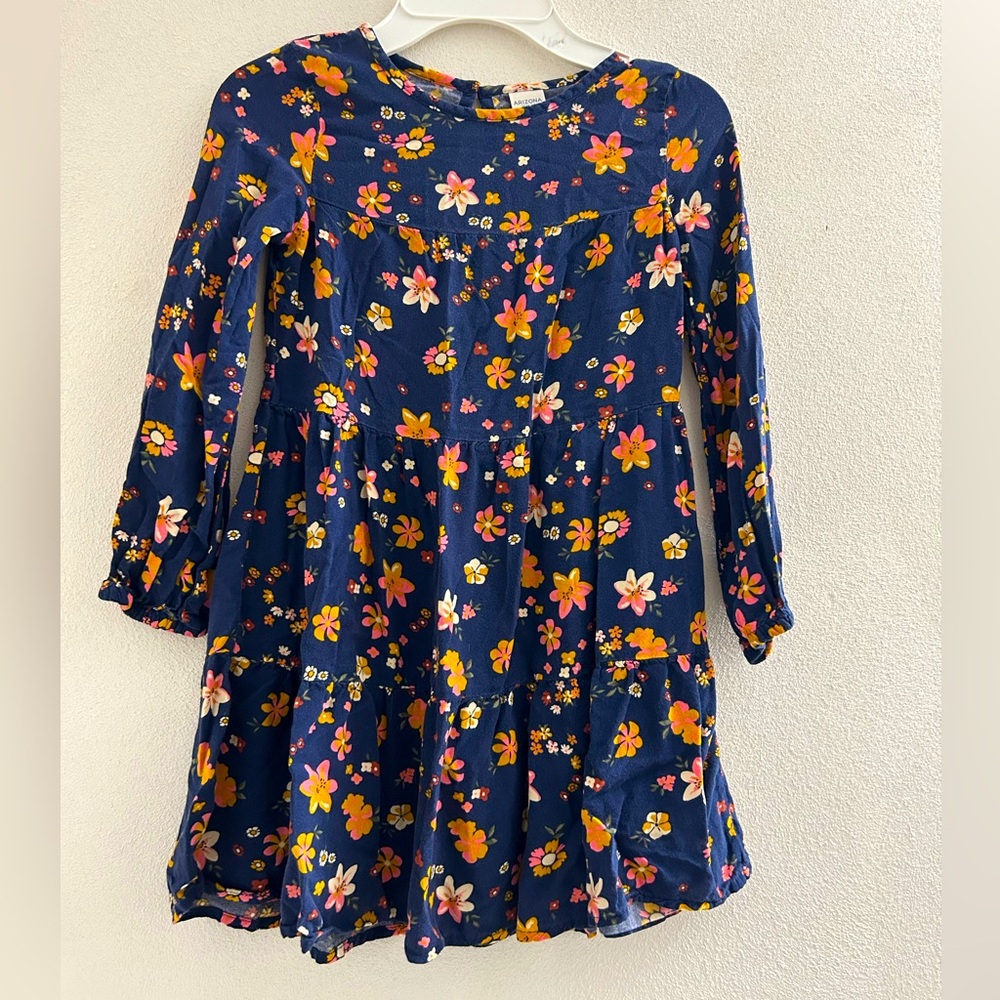 🦋 Autumn Fall Dress - Floral Navy Kids Dress girls size 6!